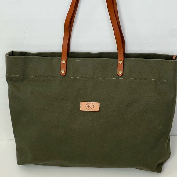 Olive Green Canvas Tote Bag